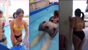 Vivi Manaba y su hija disfrutando en la piscina