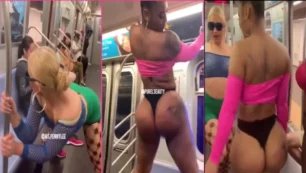 Cuatro cueros suben al metro para bailar