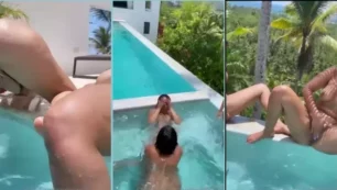 Mujeres Dominicanas excitadas se masturban en la piscina