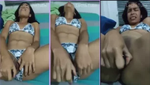 Joven venezolana de 18 años disfrutando con su juguete sexual en la intimidad