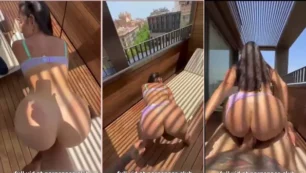 Lena The Plug teniendo relaciones sexuales en la terraza