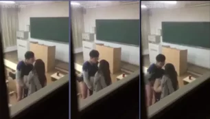 Un video se hace viral mostrando a un profesor intimando con sus alumnas durante la clase