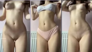 Adolescente con una figura perfecta mostrando casero