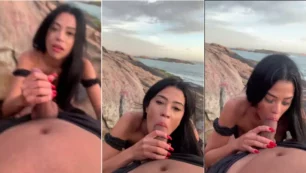 Alycia Ribeiro, celebridad OnlyFans, fue captada teniendo sexo oral caliente en público en una playa desierta