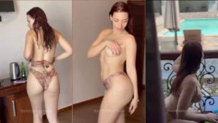 Cibelly Ferreira mostrando sus grandes tetas y culo mientras se cambia de ropa