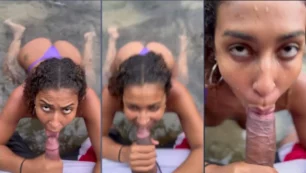 Emilly Baianinha divirtiéndose en el río antes de darse un baño sorpresa