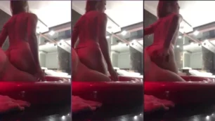 Geovana Ribeiro, una joven bailando sensualmente con su gran culo levantado para su pareja