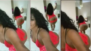 La morena Rosiane Pinheiro bailando sensualmente y mostrando su culo respingón mientras se quita las bragas