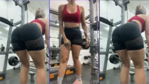 Marilia Oliveira haciendo ejercicio con shorts pegados al trasero