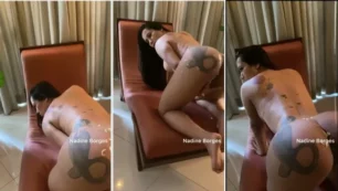 Nadine Borges posa sensualmente a cuatro patas y con el culo bañado en leche condensada