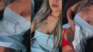 Paulla Naianna mostrando sus bragas y sus tetas dentro del auto Uber