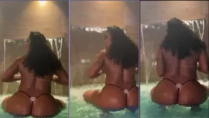 Rosiane Pinheiro se mece en la bañera con su gran culo a la vista y con unas provocativas bragas