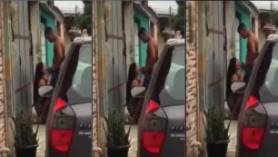 Se volvió viral en internet chupandole la polla al chico escondido detrás del auto