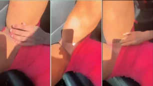 Agnes Radke practicando sexo oral en el coche de forma provocativa