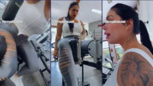 Anny Alves comienza a sentir un fuego en su cuerpo mientras hace ejercicio en el gimnasio