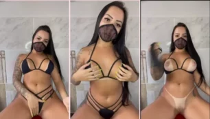 Brena Barbosa, conocida por su personaje enmascarada, publica un vídeo en el que se quita las bragas y se frota el coño