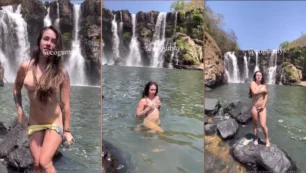 Cogumays mostrando su cuerpecito y bañándose en la cascada, la musa graba todo y termina filtrándolo en internet