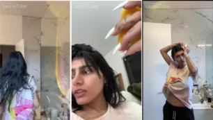 Emisión en vivo de Mia Khalifa desnuda en la ducha, contenido para adultos, voluptuosa y sensual