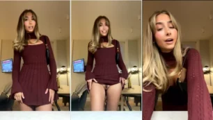 Lillian Phillips, conocida por OnlyFans, muestra su privacy levantándose el vestido y mostrando su coñito peludo