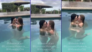 Luana Morais y Angel Kwy sensualizándose juntos en la piscina, intercambiando caricias y refrescantes chapuzones