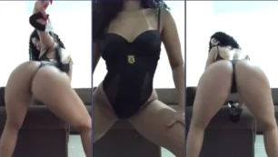 Mirian Gabriela, famosa de OnlyFans, bailando en provocativa braga bajo techo