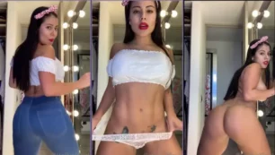 Steffy Moreno joven de OnlyFans se desnuda y hace un sensual baile luciendo su respingón culo