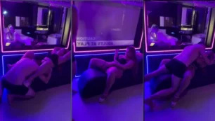 July Figueiró siendo blanco de sexo oral por parte del travieso barbudo