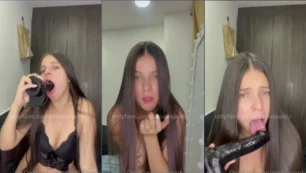 La modelo Carol Mendoza se luce al usar un vibrador negro en sus sensuales videos