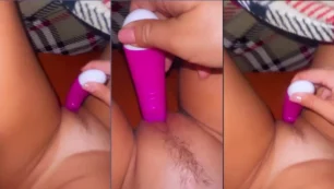 Natalia Radatz luciendo con las piernas abiertas mientras disfruta de un vibrador en su coño