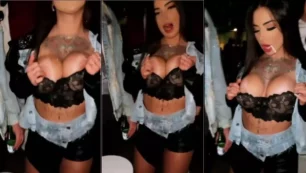 Paula Steil fue pillada por sorpresa mostrando sus maravillosos grandes pechos en plena fiesta