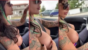 Alex Mucci fue captada conduciendo con las tetas al aire en un vídeo amateur