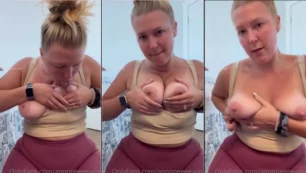 AnneVip, mostrando sus tetas, se divierte chupando sus propios pezones