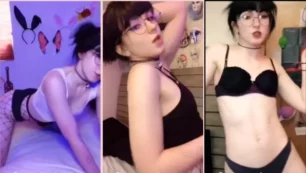 BunniI Cult, una joven traviesa de piel clara, realiza una sensual danza desnuda