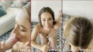 Eva Lovia, una voluptuosa mujer estadounidense, disfrutando de una práctica oral y finalizando con una eyaculación en su pecho