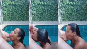 Joce follando oralmente caliente con el chico más bustier en el área de la piscina