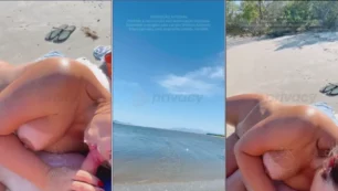 Juliette Hotwife disfrutando de una mamada a su esposo en la playa bajo el sol del día