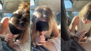 Llevar a una esposa rubia más joven a hacer algo íntimo en el auto