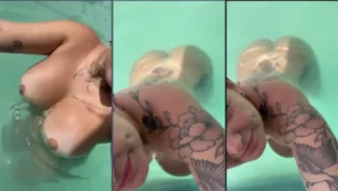 Pah Suelen muestra sus grandes pechos y su culo caliente en la piscina, toda desnuda