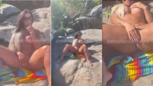 Stephanie Silveira fue captada tocándose en público en la playa