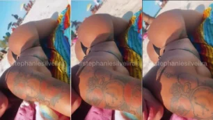 Stephanie Silveira mostrando su enorme culo con muchas ganas en la playa