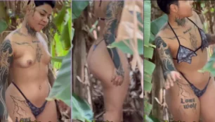 Vitoria Stefany sensualizándose sin ropa en una escena en plena naturaleza