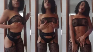 Amanda Luz, de cuerpo esbelto, llama la atención con provocativas braguitas negras