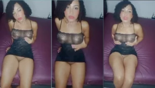 Amanda Luz luciendo sensual en un vestido transparente y sin ropa interior