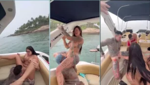 Anny Alves y su amiga culona follando calientes con dos tíos bien dotados en un barco