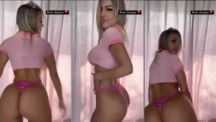 Bruna Iork, la rubia de provocativo trasero, se contonea sensualmente luciendo una diminuta tanga ajustada