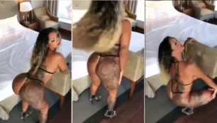 Débora Brasil haciendo twerking con unas microbraguitas que se ajustan a su trasero