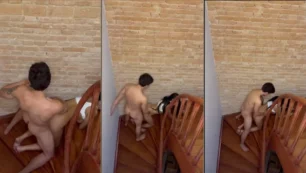 Feer Campos follando con un joven con una gran polla en las escaleras del hotel