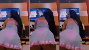 Josy Vania bailando sensualmente con vestidito y tanga ajustada