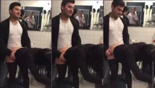 Marido graba a esposa cogiendo caliente en el baño del centro comercial con otro hombre bien dotado