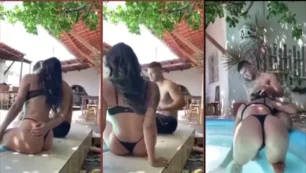 Samanta Andrade se divierte en la piscina de su casa mostrando su lado sensual